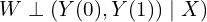 W \perp (Y(0), Y(1)) \mid X)