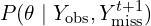 P(\theta \mid Y_{\text{obs}}, Y_{\text{miss}}^{t+1})